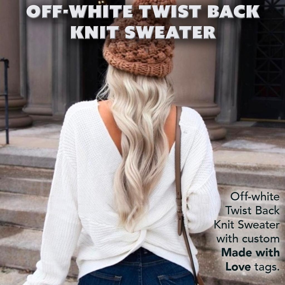 Off White Twist Back Knit Sweater